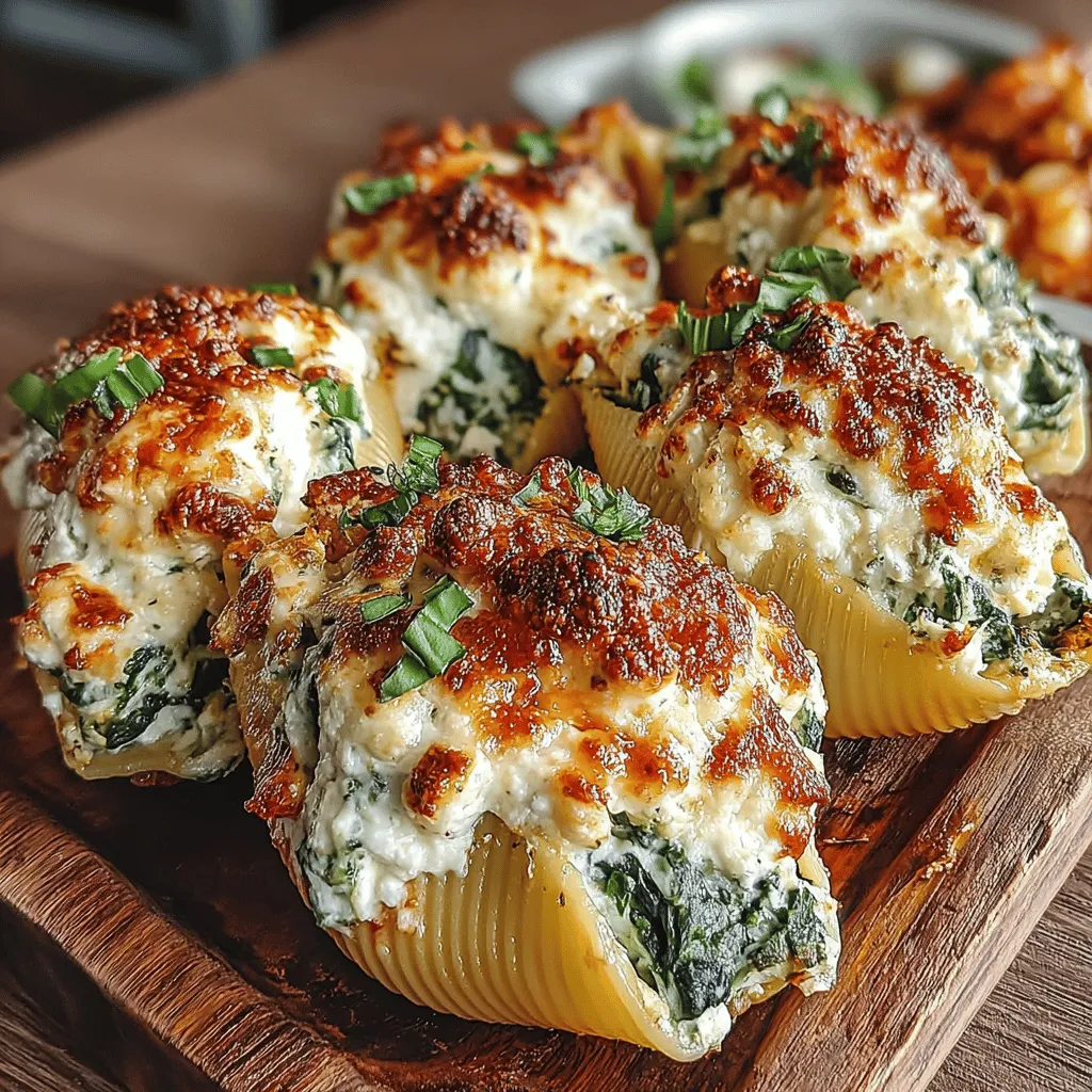 Cheesy Spinach Delight Stuffed Shells are a comforting and delicious dish that effortlessly combines creamy textures with rich flavors. This recipe showcases large pasta shells filled to the brim with a delightful mixture of spinach and a medley of cheeses, making it an excellent choice for family meals, potlucks, or a cozy weeknight dinner. The appeal of this dish lies not just in its taste but also in its nutritional benefits, as it incorporates wholesome ingredients that are both satisfying and nourishing.