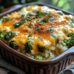 When it comes to comfort food, few dishes can rival the warmth and satisfaction of a well-made casserole. Among the myriad options available, the Cheesy Bliss: Creamy Broccoli Rice Casserole stands out, not only for its delightful combination of flavors but also for its ability to bring families together around the dinner table. This dish encapsulates the essence of home cooking—simple, hearty, and irresistibly delicious. The creamy texture paired with the rich, cheesy flavor and the nutritious crunch of broccoli creates a harmonious balance that makes this casserole a favorite for many.
