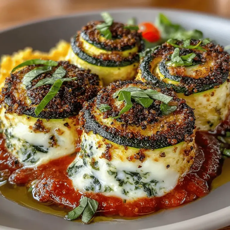 As the culinary world evolves, so does our approach to healthy eating. One recipe that beautifully embodies this trend is Herbed Ricotta Zucchini Rollatini. This delightful dish not only showcases the vibrant flavors of fresh ingredients but also offers a nutritious alternative to traditional pasta dishes. With its creamy ricotta filling, tender zucchini, and a touch of savory marinara, Herbed Ricotta Zucchini Rollatini is the perfect centerpiece for a family dinner or a special occasion, appealing to both vegetarians and those simply looking to incorporate more wholesome meals into their diet.