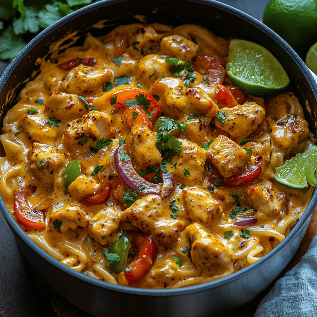 Fajita Fiesta Pasta is a delightful culinary creation that marries the bold and zesty flavors of classic fajitas with the comforting and versatile nature of pasta. This innovative dish is perfect for those who crave a hearty meal without the fuss of traditional cooking methods. Imagine tender pieces of seasoned chicken, sautéed bell peppers, and onions, all enveloped in a rich, creamy sauce over a bed of your favorite pasta. It's a celebration of flavors that brings a fiesta right to your dinner table.