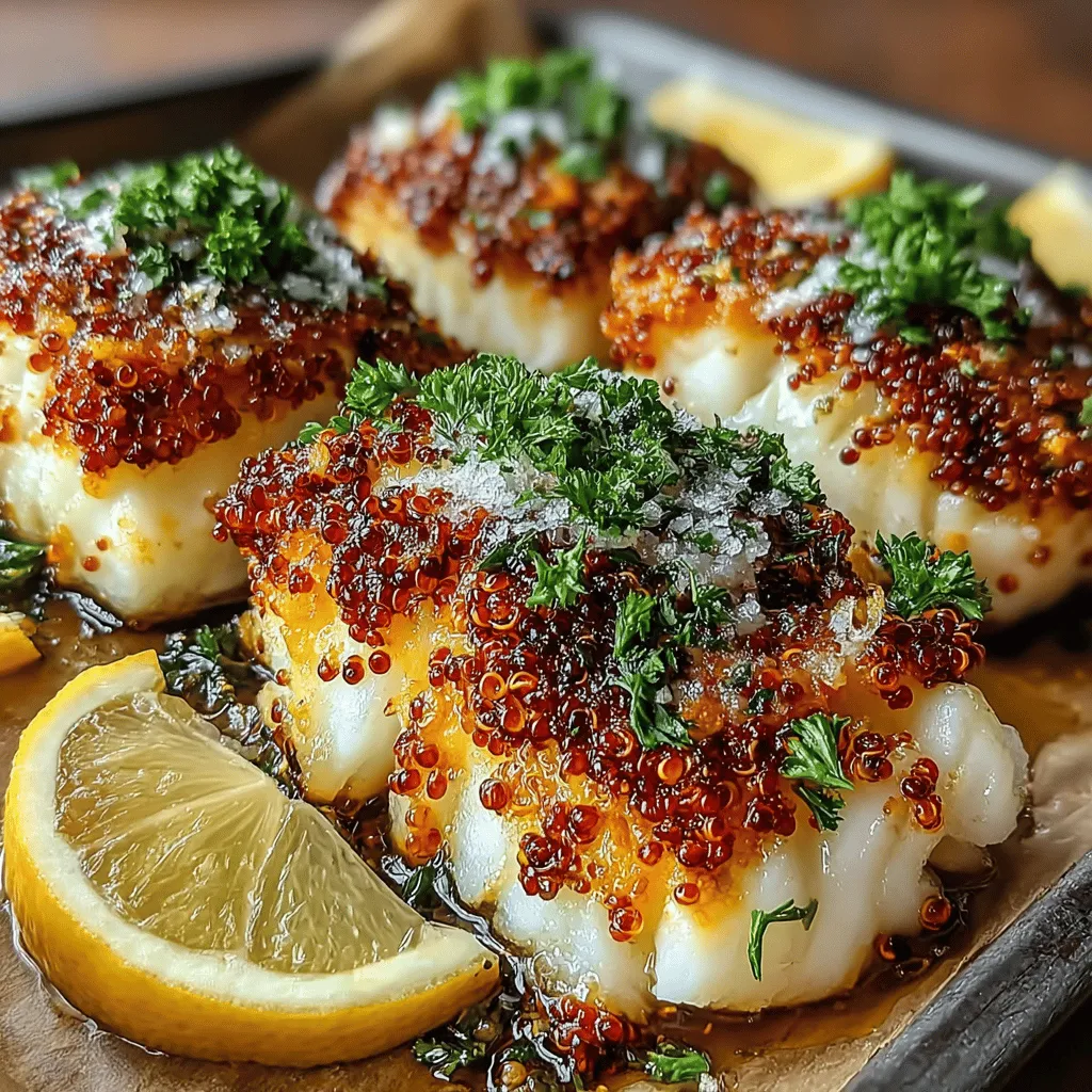 Cod is a versatile fish that has captured the hearts and taste buds of home cooks and culinary enthusiasts alike. With its mild flavor and flaky texture, it provides a perfect canvas for a variety of seasonings and toppings. In this recipe for Zesty Garlic Lemon Cod with Crunchy Quinoa Crust, we elevate cod to new heights by pairing it with a vibrant lemon and garlic infusion, complemented by the delightful crunch of quinoa. This dish not only tantalizes the palate but also offers a harmonious balance of flavors and textures that make it an appealing choice for any meal.