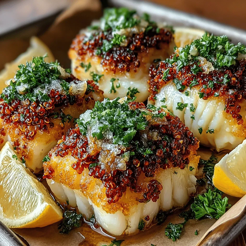 Zesty Garlic Lemon Cod with Crunchy Quinoa Crust