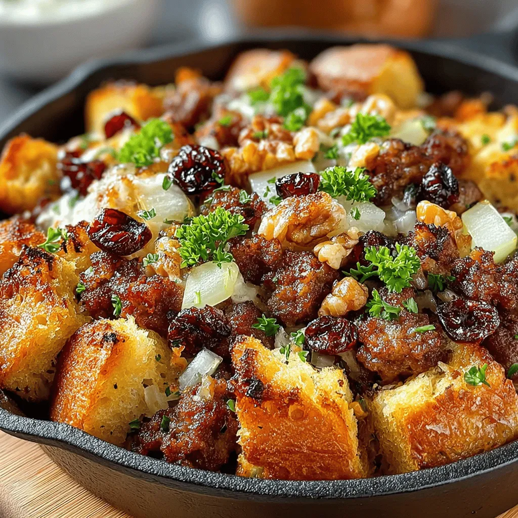 Spicy Sausage & Apple Skillet Stuffing