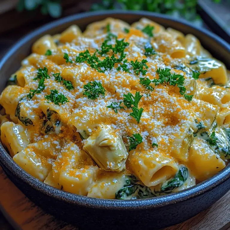 To achieve the perfect creamy sauce for your Spinach Artichoke Pasta, temperature control and ingredient selection are crucial. Start by heating your chosen fat—olive oil or butter—in a large saucepan over medium heat. Once the fat is shimmering, add your minced garlic. Sauté the garlic just until fragrant, about 30 seconds to 1 minute, ensuring it does not brown. Browning garlic can impart a bitter taste, which we want to avoid in this creamy dish.