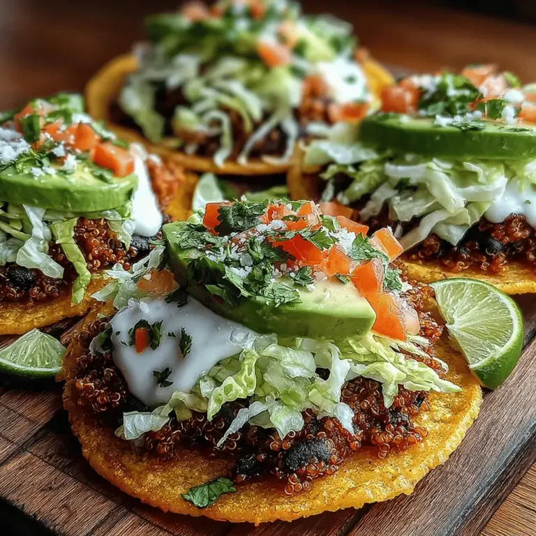 If you’re on the lookout for a healthy, satisfying meal that doesn’t skimp on flavor, Crispy Black Bean & Quinoa Tostadas might just become your new favorite. This dish is a delightful fusion of textures and tastes, celebrated for its vibrant colors and wholesome ingredients. Tostadas, a staple in Mexican cuisine, are typically made from crispy corn tortillas topped with various ingredients, and this recipe takes that beloved concept to new heights by incorporating nutrient-dense quinoa and hearty black beans.