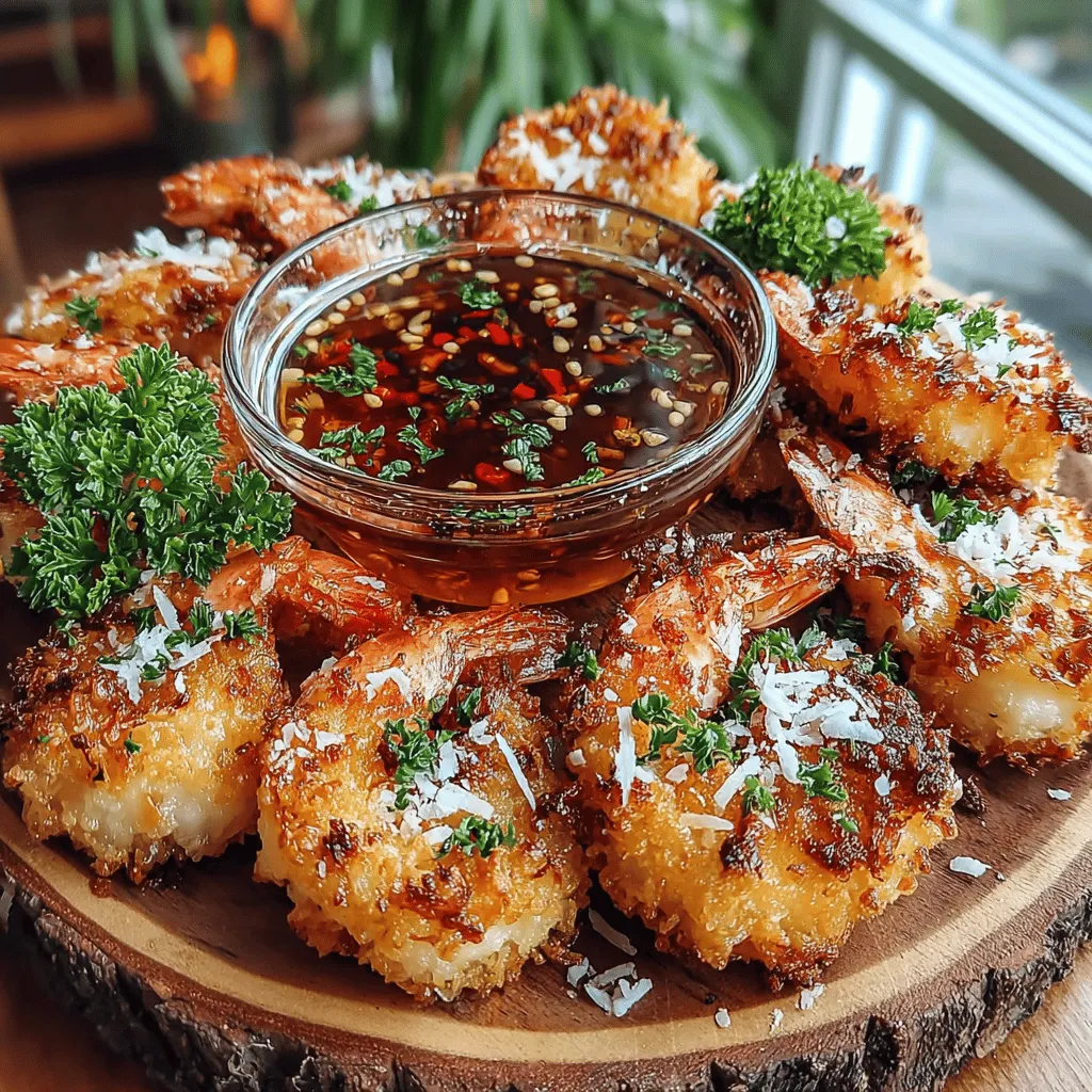 If you're in search of a dish that captivates the senses and is sure to impress at any gathering, look no further than Golden Coconut Shrimp with Chili Honey Dip. This delightful recipe combines the crunchy texture of golden-brown shrimp coated in a crispy coconut crust with the sweet and spicy notes of a homemade chili honey dip. The contrasting flavors and textures create an irresistible appetizer that not only tantalizes the taste buds but also presents beautifully, making it a standout choice for parties, family dinners, or even a cozy night in.