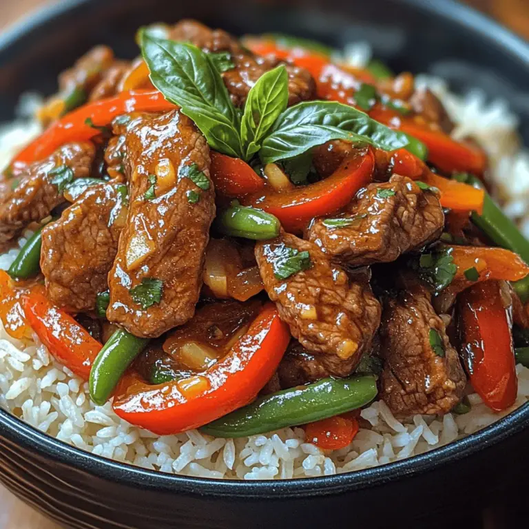 Sizzling Thai Basil Beef Stir Fry is a delightful dish that brings the vibrant flavors of Thailand right into your kitchen. Known for its aromatic basil, tender beef, and a hint of heat, this stir fry is not just a meal; it's an experience. As we navigate through our busy lives, the art of cooking at home becomes increasingly significant. Preparing meals from scratch not only provides us with healthier options but also allows us to reconnect with our culinary roots and share memorable moments with family and friends. The joy of cooking—watching ingredients transform, the enticing aromas filling the air, and the satisfaction of serving a delicious meal—is a rewarding experience that goes beyond mere sustenance.