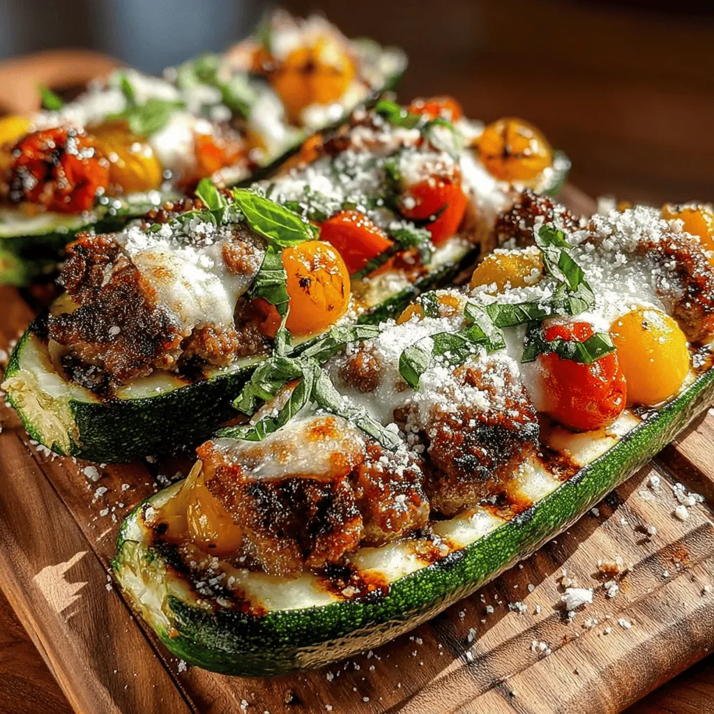 To enhance the flavor and texture of your Zesty Turkey Sausage Grilled Zucchini Boats, incorporating cherry tomatoes into the turkey mixture is essential. Start by halving a cup of fresh cherry tomatoes. When mixed into the turkey sausage, these little gems contribute a burst of juiciness and a slight sweetness that contrasts beautifully with the savory flavors of the sausage. The acidity from the tomatoes also brightens the dish, cutting through the richness of the meat.