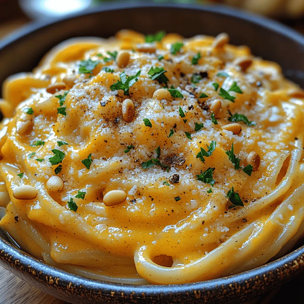 One of the most important aspects of crafting a memorable Creamy Pumpkin Alfredo Pasta is the balance of flavors achieved through careful seasoning and the inclusion of cheese. After your pumpkin puree has been combined with the cream, it's time to introduce freshly grated Parmesan cheese. Not only does Parmesan bring a rich, nutty flavor, but it also helps thicken the sauce, providing that desired creamy texture. For the most authentic experience, use freshly grated cheese, as pre-grated options often contain anti-caking agents that can affect the melting quality.