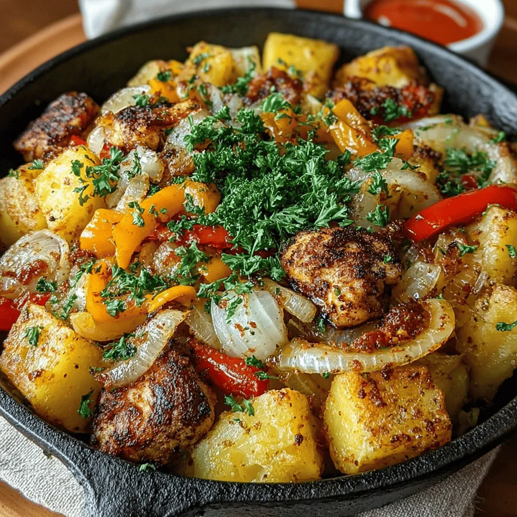 If you’re searching for a dish that perfectly balances rich flavors and heartiness, look no further than Golden Cajun Potato Hash with Chicken Bites. This delightful recipe is a feast for the senses, featuring crispy potatoes and juicy chicken, all infused with the bold flavors of Cajun spices. Whether you're looking for a satisfying breakfast to kickstart your day, a delicious brunch to impress your guests, or a fulfilling dinner option for the family, this dish delivers on all fronts.