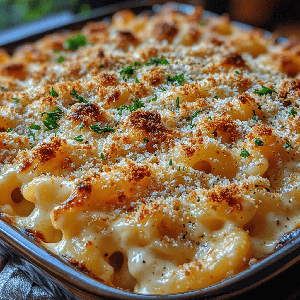 Mac and cheese is more than just a dish; it is a beloved staple of comfort food that has transcended generations. Whether enjoyed as a quick weekday dinner or as a centerpiece at family gatherings, its creamy, cheesy goodness has a unique way of bringing people together. The Ultimate Creamy Mac and Cheese Bake elevates this classic recipe to new heights, offering a rich blend of flavors from sharp cheddar and Gruyère cheeses, all topped with a crispy breadcrumb crust that adds an irresistible crunch. This dish caters to everyone—kids and adults alike—making it a perfect choice for cozy nights in, festive celebrations, or simply when you crave something warm and comforting.