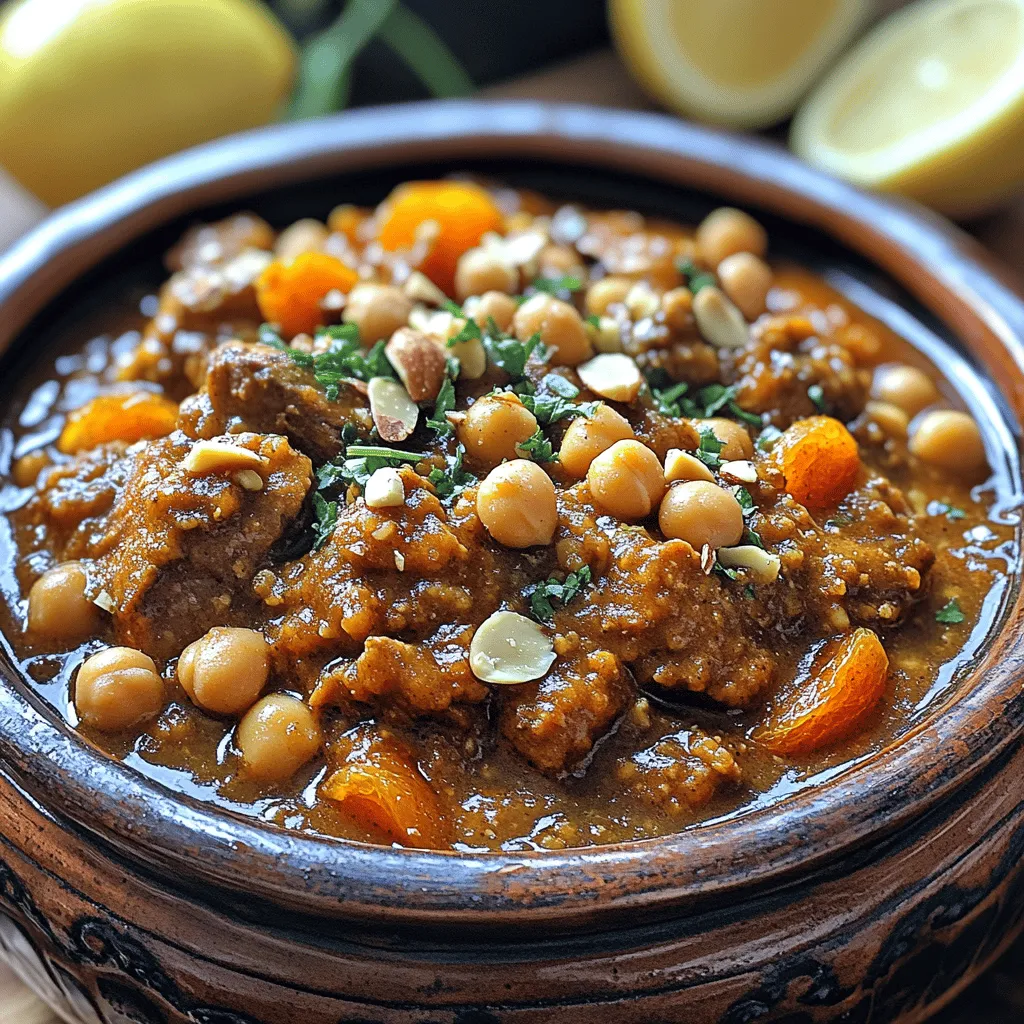 Welcome to the captivating world of Moroccan cuisine, where fragrant spices and rich flavors intertwine to create dishes that are as vibrant as the culture itself. One standout dish that encapsulates the essence of Moroccan cooking is the <strong>Exotic Moroccan Lamb Tagine</strong>. This slow-cooked stew, traditionally prepared in a conical clay pot known as a tagine, is characterized by its tender lamb, aromatic spices, and a medley of fruits and vegetables. As you delve into this recipe, you will discover not only the delightful taste it offers but also its significance and appeal across diverse culinary traditions.” /></p>
</p>
<h3>Common Mistakes to Avoid During Cooking</h3>
</p>
<p>When preparing an exotic Moroccan Lamb Tagine, it is important to be aware of common pitfalls that can detract from the dish’s rich flavors and tender textures. Here are several mistakes to avoid:</p>
</p>
<p>1. <strong>Overcooking the Lamb</strong>: Lamb should be cooked until tender but not dry. Using a slow-cooking method allows the meat to break down beautifully, so avoid cranking up the heat. If you’re in a hurry, opt for a pressure cooker but be mindful of cooking time.</p>
</p>
<p>2. <strong>Skipping the Browning Step</strong>: Browning the lamb before adding it to the tagine is crucial. This step not only adds depth of flavor but also creates a beautiful crust that enhances the overall dish. Don’t rush this process; take your time to achieve a nice sear.</p>
</p>
<p>3. <strong>Neglecting to Adjust Seasonings</strong>: Spices are key to a flavorful tagine. Always taste as you go. The intensity of spices can vary, so adjust them according to your preference. Don’t be afraid to add a pinch more salt or a sprinkle of cinnamon if needed.</p>
</p>
<p>4. <strong>Using Dried Fruits That Are Too Old</strong>: Ensure your dried fruits, such as apricots or raisins, are fresh. Stale fruits will not impart the desired sweetness and texture to the dish. If they feel hard or overly dry, it’s worth investing in new ones.</p>
</p>
<p>5. <strong>Not Allowing Enough Time for Stewing</strong>: Tagine dishes thrive on low and slow cooking. If you rush the process, you risk a tough texture and less developed flavors. Aim for at least 1.5 to 2 hours of simmering for the best results.</p>
</p>
<h3>Serving Suggestions</h3>
</p>
<p>Presentation can elevate your Moroccan Lamb Tagine from a simple meal to a feast for the senses. Here are some ideas for plating and serving:</p>
</p>
<p>– <strong>Plating and Presentation</strong>: Serve the tagine in a traditional Moroccan tagine pot for an authentic touch. If you don’t have one, a large shallow dish works well. Distribute the lamb and sauce evenly, and ensure the colorful vegetables are displayed attractively on top.</p>
</p>
<p>– <strong>Complementary Side Dishes or Beverages</strong>: Pair your tagine with fluffy couscous, which absorbs the rich sauce beautifully. A side of roasted vegetables or a fresh Moroccan salad made with tomatoes, cucumbers, and herbs adds brightness to the meal. For beverages, opt for Moroccan mint tea, which complements the spices, or a light red wine like Pinot Noir.</p>
</p>
<p>– <strong>Suggestions for Garnishing to Enhance Visual Appeal</strong>: Garnish your dish with freshly chopped cilantro or parsley for a pop of color. Toasted almond slivers or sesame seeds can also add texture and flavor, while a sprinkle of pomegranate seeds provides a refreshing tartness.</p>
</p>
<p>– <strong>Seasonal Variations or Pairings</strong>: In the spring or summer, consider adding seasonal vegetables such as zucchini or bell peppers for a lighter touch. In the fall, root vegetables like carrots and parsnips can add warmth and substance to the dish.</p>
</p>
<h3>Nutritional Information</h3>
</p>
<p>Understanding the nutritional value of your Moroccan Lamb Tagine can help you make healthier choices. Here’s a breakdown of key nutritional components:</p>
</p>
<p>– <strong>Calories and Macronutrients</strong>: A standard serving of Moroccan Lamb Tagine (approximately 1 cup) contains about 350-400 calories. It typically includes around 25g of protein, 20g of fat, and 15g of carbohydrates, depending on the specific ingredients used.</p>
</p>
<p>– <strong>Key Nutrients and Benefits</strong>: Lamb is a good source of high-quality protein, B vitamins (especially B12), zinc, and iron. The spices used, such as cumin and cinnamon, are not only flavorful but also have anti-inflammatory properties. Dried fruits like apricots contribute dietary fiber and essential vitamins.</p>
</p>
<p>– <strong>Considerations for Specific Dietary Needs</strong>: For those following a gluten-free diet, this recipe is inherently gluten-free. However, if you need to modify the dish for other dietary restrictions, consider using a plant-based protein like chickpeas or lentils instead of lamb. For a vegan option, you can substitute the lamb with a mixture of hearty vegetables and tofu.</p>
</p>
<h3>Variations and Substitutions</h3>
</p>
<p>Getting creative with your Moroccan Lamb Tagine can lead to delightful discoveries. Here are some variations and substitutions:</p>
</p>
<p>– <strong>Creative Twists on the Original Recipe</strong>: For a unique take, try adding a splash of orange juice and zest to introduce a citrusy note. Alternatively, incorporating a tablespoon of harissa can add a spicy kick.</p>
</p>
<p>– <strong>Ingredient Substitutions for Allergies or Preferences</strong>: If you or your guests have dietary preferences, substitute lamb with chicken, beef, or even a mixture of seasonal vegetables. For a vegetarian option, consider using chickpeas or eggplant as the main protein source.</p>
</p>
<p>– <strong>Regional Adaptations or Traditional Variations</strong>: Classic Moroccan tagines often include preserved lemons or olives, which add a distinctive flavor. Feel free to experiment with these ingredients for a more traditional touch.</p>
</p>
<p>– <strong>Seasonal Ingredient Swaps for Freshness</strong>: In colder months, root vegetables such as turnips and parsnips are great additions. In the summer, fresh greens or peas can introduce a fresh element to the dish.</p>
</p>
<h3>Common Questions and Troubleshooting</h3>
</p>
<p>When cooking Moroccan Lamb Tagine, you may encounter some common questions or challenges. Here are solutions to help you along the way:</p>
</p>
<p>– <strong>What should I do if the lamb is tough?</strong>: If your lamb isn’t tender, it may need more time on low heat. Ensure you are using enough liquid and keep the lid on to prevent evaporation.</p>
</p>
<p>– <strong>How can I thicken the sauce?</strong>: If the sauce is too thin, consider simmering it uncovered for the last 15-20 minutes to reduce and thicken. Alternatively, you can mix a tablespoon of cornstarch with water and stir it in.</p>
</p>
<p>– <strong>Can I prepare this dish in advance?</strong>: Yes! Tagine dishes often taste better the next day as the flavors meld. Prepare it a day ahead and reheat gently on the stove, adding a splash of water if necessary.</p>
</p>
<p>– <strong>How do I store leftovers?</strong>: Store any leftover tagine in an airtight container in the refrigerator for up to three days. To reheat, do so slowly on the stove or in the microwave until heated through.</p>
</p>
<h3>Conclusion</h3>
</p>
<p>In summary, Moroccan Lamb Tagine is more than just a meal; it is a celebration of flavors, aromas, and culture. This dish stands out with its rich combination of spices, tender lamb, and vibrant vegetables. Whether you’re cooking for a special occasion or a casual family dinner, this tagine is bound to impress.</p>
</p>
<p>We encourage you to try this recipe and explore the depths of Moroccan cuisine. Share it with friends and family, as food is best enjoyed together. Cooking is not just about the ingredients; it’s about the love and joy shared around the table. Embrace the process, savor the flavors, and enjoy the experience of creating this exotic dish. Happy cooking!</p>
</div>