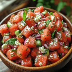 As the sun shines brighter and the days grow longer, the craving for refreshing meals intensifies. One dish that perfectly captures the essence of summer is the Zesty Feta Watermelon Salad. This vibrant salad not only looks stunning on the table but also offers a delightful combination of flavors and textures that make it an ideal choice for gatherings, picnics, and light meals. The contrast of sweet, juicy watermelon with the tangy creaminess of feta cheese creates a mouthwatering experience that is hard to resist.