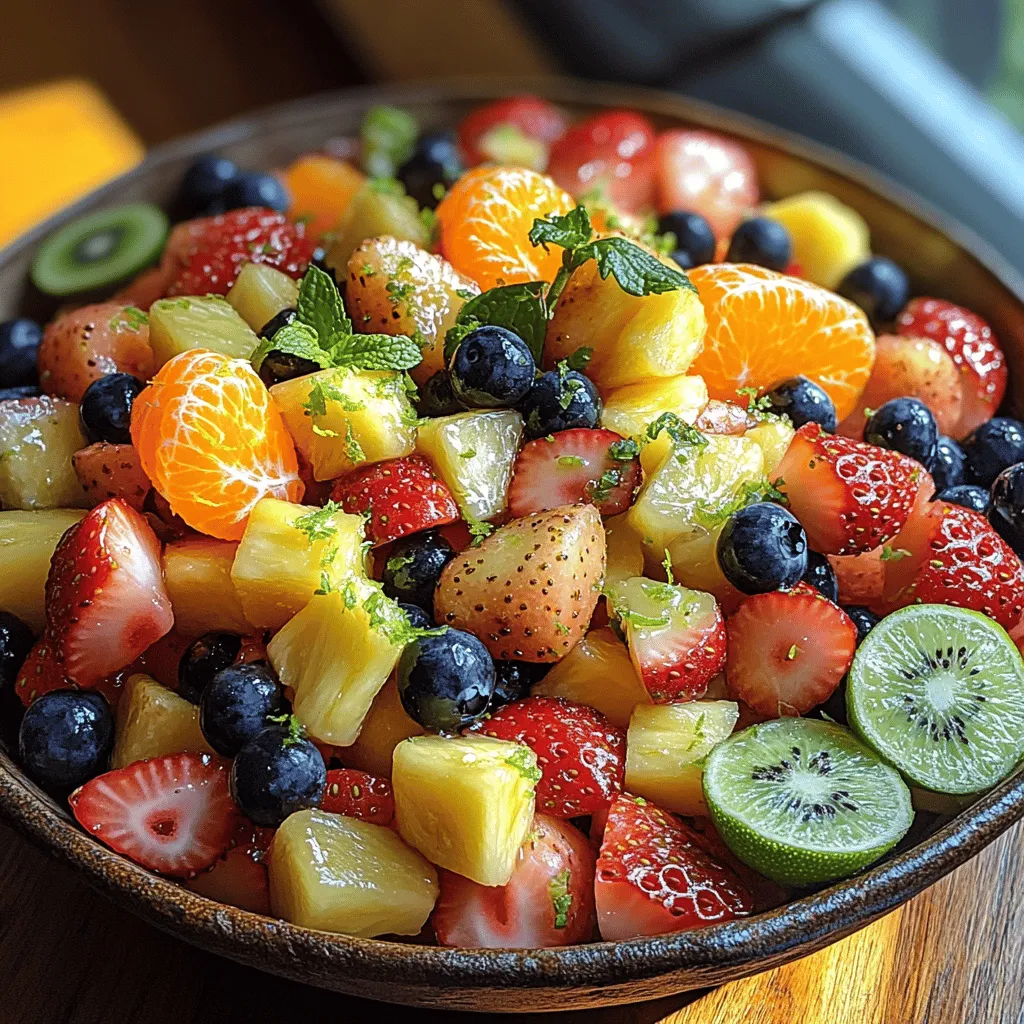 As the sun shines brighter and the days grow warmer, there’s no better way to celebrate the season than with a Refreshing Citrus Mint Fruit Salad. This vibrant dish not only tantalizes your taste buds but also brings a burst of color to your table. Combining the sweetness of ripe fruits with the zesty notes of citrus and the cooling essence of mint, this salad is a perfect embodiment of freshness and nutrition. Whether you're hosting a summer barbecue, preparing a light dessert, or simply looking for a nutritious snack, this fruit salad is sure to impress.