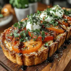 The Rustic Tomato Basil Tart is a culinary gem that brings together the vibrant flavors of summer in a single, comforting dish. Perfect for a casual lunch, a festive gathering, or an elegant dinner party, this tart showcases the essence of seasonal produce, making it a versatile addition to your recipe collection. With its flaky crust, creamy filling, and aromatic toppings, this dish is sure to impress both family and friends.