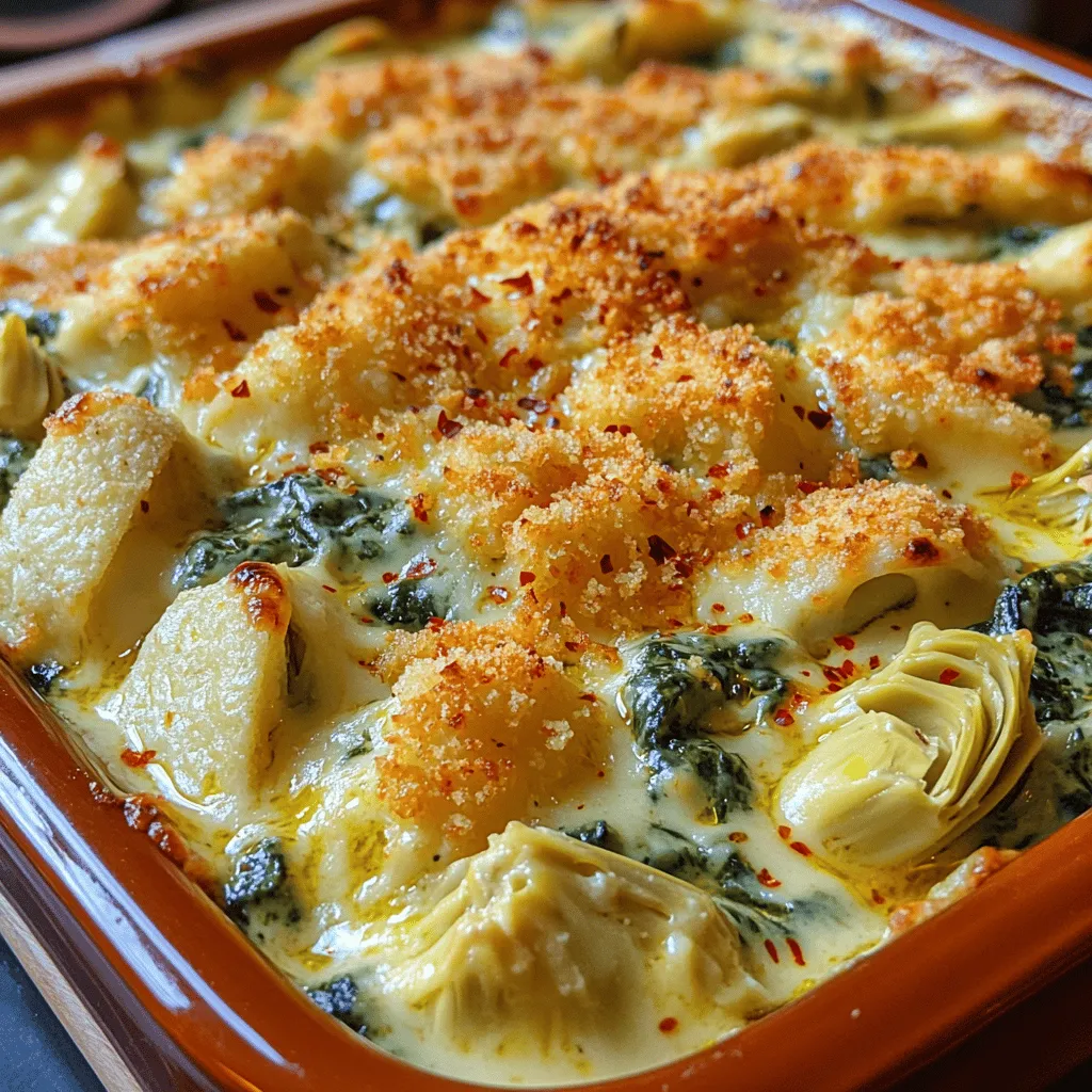 Cheesy Spinach Artichoke Delight stands as a beloved choice among appetizers, celebrated for its rich, creamy texture and savory flavor profile. This dish has carved out a special niche in culinary gatherings, whether it’s a lively party, a casual family dinner, or a festive holiday celebration. With its harmonious blend of creamy cheeses and tender vegetables, Cheesy Spinach Artichoke Delight is not just a dish; it's an experience that brings people together, making it an ideal starter that tantalizes the taste buds and sparks conversation.