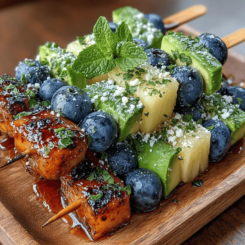 As summer approaches, the allure of fresh, vibrant fruits captures our culinary imagination. Combining fresh fruits in innovative and flavorful ways not only tantalizes the taste buds but also elevates our dining experience. One such delightful creation is the Zesty Blueberry Skewers—a dish that harmoniously blends the sweet, juicy essence of blueberries with the tropical notes of pineapple and the creamy richness of avocado. This unique combination makes for a refreshing treat, perfect for summer barbecues, picnics, or as a light dessert that leaves your guests craving more.