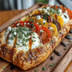 The Sun-Kissed Savory Tomato Tart is not just a dish; it’s a celebration of vibrant flavors and fresh, seasonal ingredients. This tart is a delightful canvas that showcases the natural sweetness of ripe tomatoes, balanced beautifully with creamy cheeses and the flaky, buttery texture of puff pastry. Whether served as an elegant appetizer at a gathering, a light main dish for a picnic, or a comforting dinner at home, this recipe is versatile enough to fit any occasion.