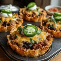 Mini Chicken Taco Cups are a delightful and versatile dish that encapsulates the beloved flavors of traditional tacos in a bite-sized format. These scrumptious morsels are not only a feast for the taste buds but also an aesthetically pleasing addition to any table. Perfect for parties, family gatherings, or even a simple weeknight dinner, Mini Chicken Taco Cups combine the familiarity of taco ingredients with the convenience of a portable snack. Their easy preparation and customizable nature make them an excellent choice for cooks of all skill levels, allowing you to tailor each cup to suit your personal taste preferences.