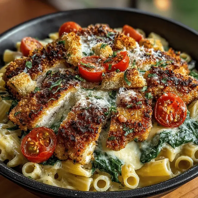 Crispy Baked Chicken Caesar Pasta Bowls are a delightful and satisfying dish that combines the classic flavors of a Caesar salad with the comforting heartiness of pasta. This recipe is not only visually appealing but also a culinary treat that promises to please both your taste buds and your appetite. The dish brings together tender, juicy chicken, al dente pasta, and a creamy Caesar dressing, all topped with crispy breadcrumbs and fresh greens. It’s a dish that encapsulates the best of both worlds—freshness and comfort.