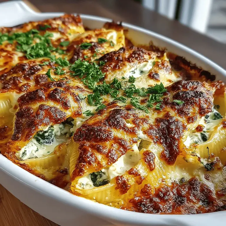 When it comes to comfort food, few dishes can compete with the heartwarming nature of Cheesy Baked Spinach Stuffed Shells. This delightful recipe combines the rich flavors of cheese with the nutritious benefits of spinach, resulting in a meal that is not only satisfying but also wholesome. The plush pasta shells serve as the perfect vessel for a creamy filling, making it an appealing choice for family dinners or a cozy gathering with friends.