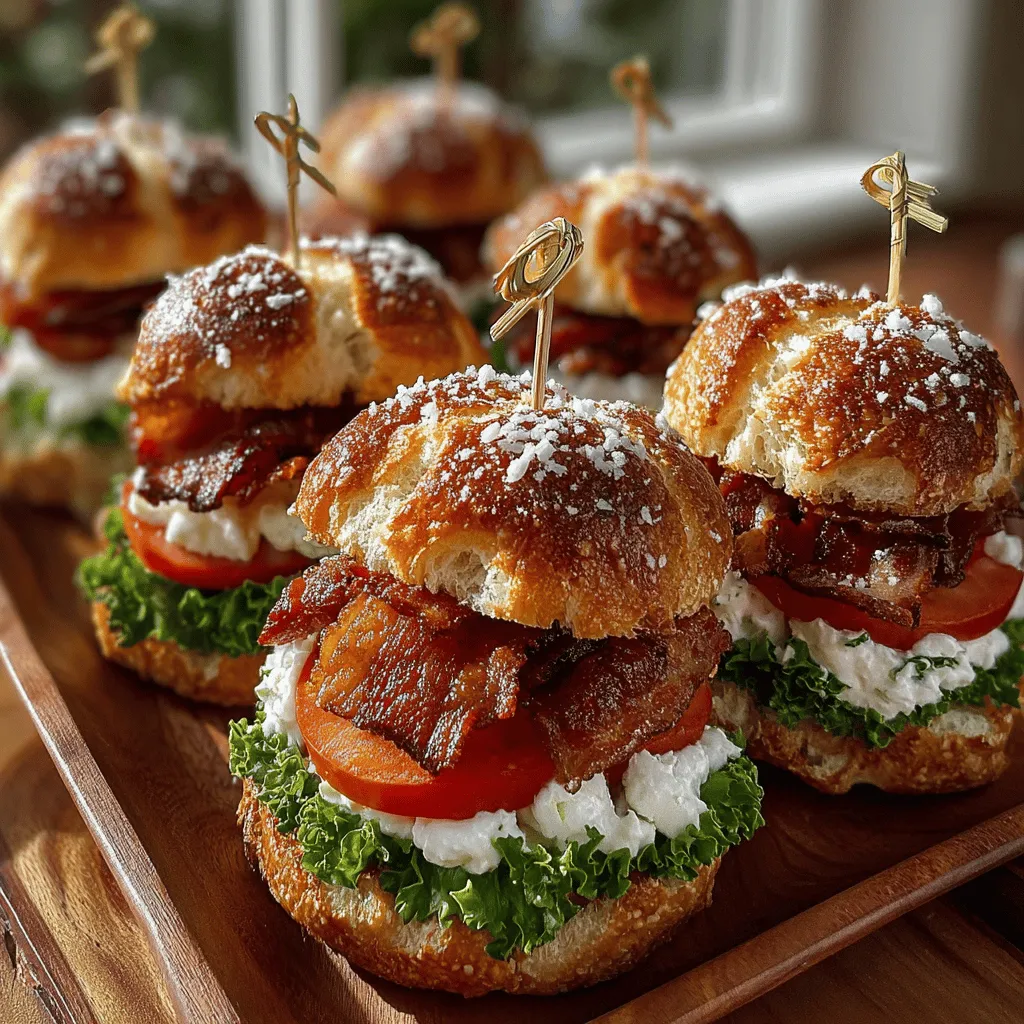 Mini BLT Bagel Delights are an innovative take on the beloved classic BLT sandwich, offering a unique and flavorful experience in a bite-sized format. This snack combines the savory crunch of crispy bacon, the refreshing crunch of fresh lettuce, and the juicy sweetness of ripe tomatoes, all nestled between perfectly toasted mini bagels. Whether you're hosting a party, gearing up for game day, or simply in need of a quick and satisfying snack, these delightful bites are sure to impress.