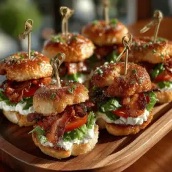 Mini BLT Bagel Delights are an innovative take on the beloved classic BLT sandwich, offering a unique and flavorful experience in a bite-sized format. This snack combines the savory crunch of crispy bacon, the refreshing crunch of fresh lettuce, and the juicy sweetness of ripe tomatoes, all nestled between perfectly toasted mini bagels. Whether you're hosting a party, gearing up for game day, or simply in need of a quick and satisfying snack, these delightful bites are sure to impress.