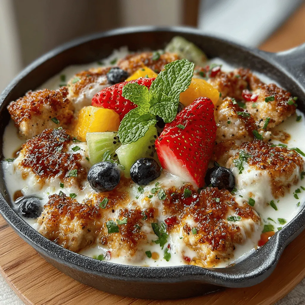 When it comes to creating meals that delight the senses, the Fruity Delight Chicken Skillet stands out as a vibrant and flavorful option. This unique recipe marries the savory goodness of chicken with the natural sweetness of fresh fruits, resulting in a dish that is as visually appealing as it is delicious. Perfect for family dinners, gatherings, or even a cozy night in, this skillet dish is designed to bring people together around the table.