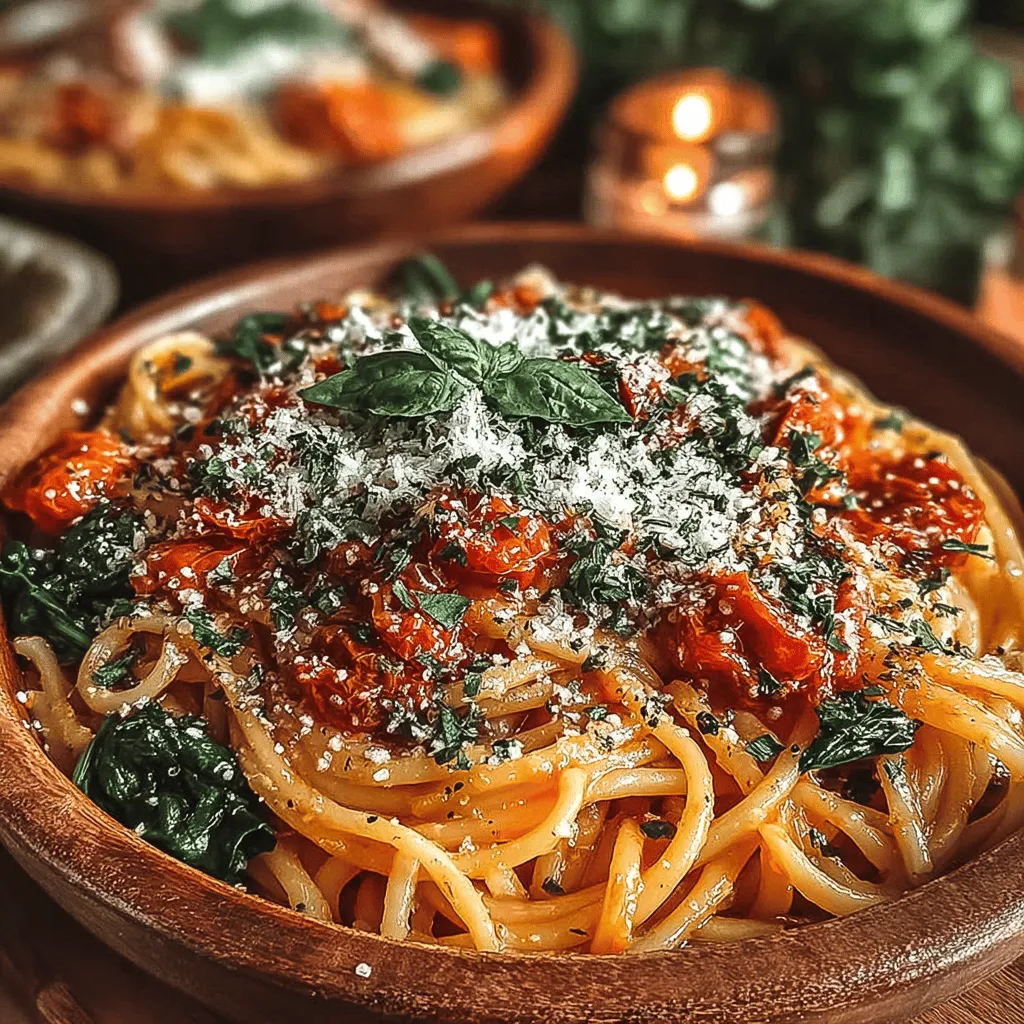 If you’re looking for a dish that embodies the essence of summer while being light and satisfying, look no further than Sun-Kissed Spinach & Tomato Pasta. This vibrant meal features an array of fresh ingredients that come together to create a delightful balance of flavors and textures. The star players—spinach and tomatoes—bring not only a burst of color to your plate but also an impressive array of nutritional benefits. Spinach is rich in iron and vitamins A, C, and K, while tomatoes are packed with antioxidants, particularly lycopene, which is known for its heart-health benefits. Together, they form a dynamic duo that elevates this pasta dish beyond the ordinary.