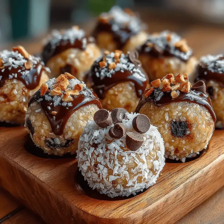 Combining the dry ingredients is an essential step when making No-Bake Almond Joy Energy Balls. Start by measuring out the rolled oats, unsweetened shredded coconut, almond flour, and cocoa powder. Each of these ingredients contributes not just to the flavor but also to the texture of the energy balls. Rolled oats provide a chewy base, while almond flour adds a nutty richness. The shredded coconut brings a tropical flair, and cocoa powder enhances the chocolate flavor profile.