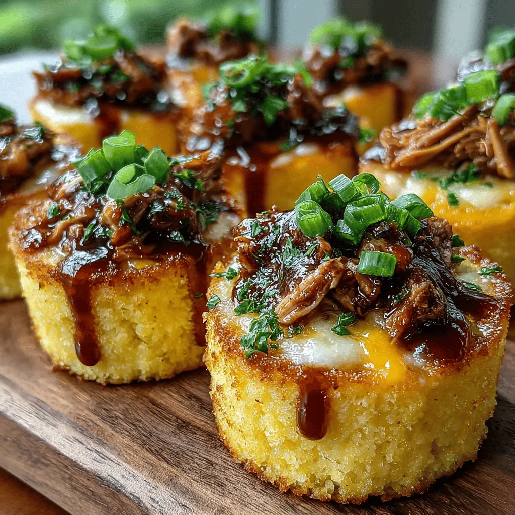 In the world of appetizers, Mini BBQ Chicken Polenta Bites stand out for their delightful combination of textures and flavors. These bite-sized treats offer a crispy exterior with a creamy polenta base, topped with savory BBQ chicken and melted cheese. They are the epitome of comfort food, bringing together the richness of cornbread-like polenta and the smokiness of barbecue sauce in a format that is easily shareable and perfect for any occasion.