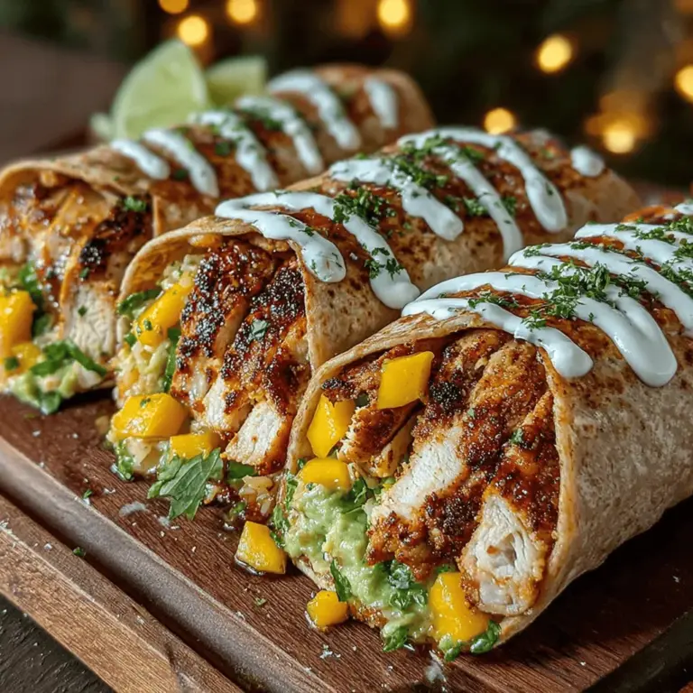 Mango Basil Chicken Wraps are a vibrant and refreshing dish that captures the essence of summer in every bite. This recipe showcases a delightful combination of juicy, marinated chicken, sweet mango, and fragrant basil, all wrapped up in a soft tortilla. Perfect for casual lunches, picnics, or even a light dinner, these wraps are not only delicious but also incredibly easy to prepare, making them an ideal choice for any occasion.