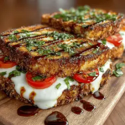The Grilled Neapolitan Sandwich Melt is a delightful culinary creation that brings together the vibrant flavors of Italy in a simple, easy-to-make dish. This sandwich is perfect for anyone looking for a quick yet satisfying meal, particularly appealing to vegetarians and fans of fresh ingredients. With a harmonious blend of fresh mozzarella, ripe tomatoes, and aromatic basil, the Grilled Neapolitan Sandwich Melt is not only a feast for the taste buds but also a visual delight, making it an excellent choice for lunch or a light dinner.