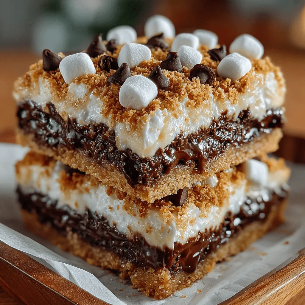 To make the perfect S'mores Delight Bars, we start with the base. This foundational layer is critical in providing the structural integrity of the bars while also contributing to the overall flavor profile. You’ll want to mix together your graham cracker crumbs, melted butter, and a bit of sugar until evenly combined. The mixture should resemble wet sand, sticky enough to hold together when pressed.